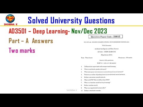 AD3501 Part A Nov/Dec 2023 Answers Deep Learning