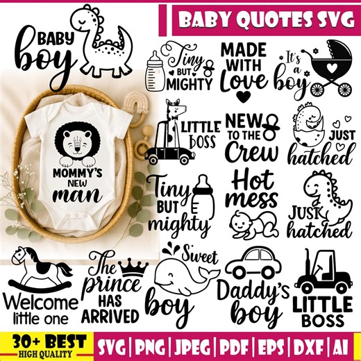 Baby Svg Bundle, Baby Sayings Svg, Baby Shower Svg, Gender Newborn Svg Bundle, Baby Girl, Baby Boy, Funny Baby Quotes, Baby Boy Girl Svg Png