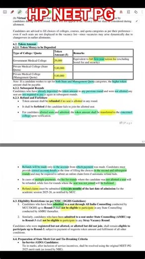 HP NEET PG 2025 Counselling 💰 Security Deposit / Token Money Explained | Refund Rules & Mistakes