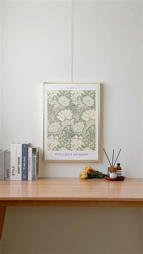 【畫作實拍】William Morris 菊花 - 復古花卉自然系裝飾畫 #homedecor #全國配送