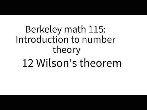Introduction to number theory lecture 12 Wilson's theorem