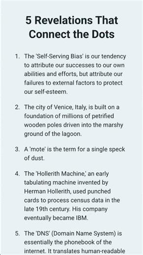 5 Revelations That Connect the Dots 1. The 'Self-Serving Bias' is our...