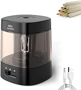 DELI Electric Pencil Sharpener, USB & Battery Operated, 3 Sharpening Settings, Sharpens Fast, Suitable for No.2 Pencils Colored Pencils
