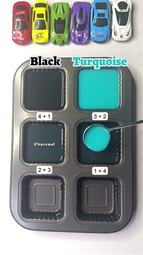 😍🎨 Guess the color challenge when mixing 2 colors Black and Turquoise? #asmr #oddlysatisfying