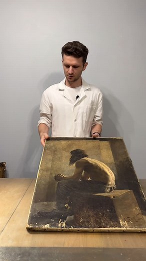 restorer_ivan I Реставрация картин | Москва on Instagram: "🔺Показываю картину До реставрации художника П. Баженова «Натурщик в студии» 19 век. Как выглядит картина под микроскопом, мне кажется это будет всем интересно 🤔 🔺I am showing the painting Before restoration by the artist P. Bazhenov «Model in the Studio» 19th century. What does the painting look like under a microscope, I think everyone will be interested in this 🤔 #pеставрация #реставраторы #антиквариат #стариннаяживопись #процессре