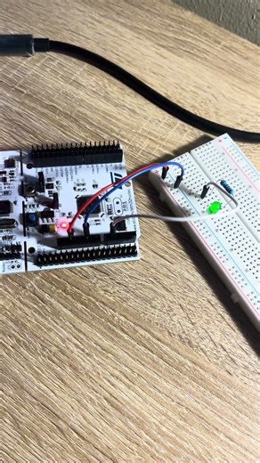 Lab 6b PA1 → Resistor (220–1kΩ) → LED → GND