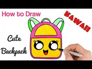 How to Draw Cute Backpack Kawaii school drawings DIY