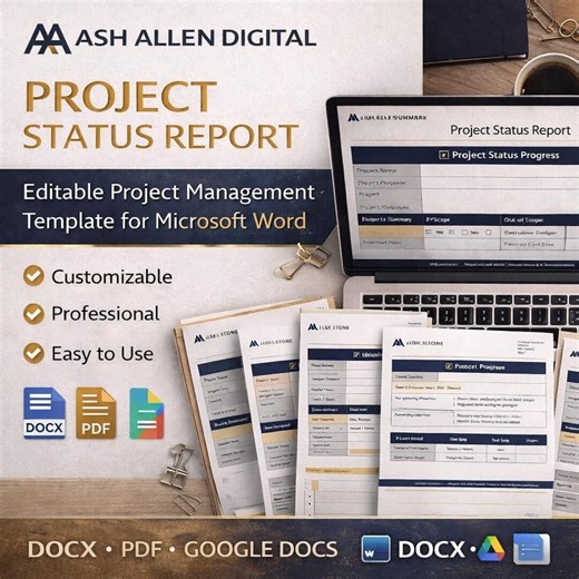 Project Status Report Template | Editable Word & PDF, Weekly Project Update, Professional PM Status Summary, Google Docs Compatible - Etsy UK