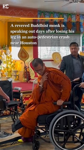 Houston Chronicle on Instagram: "Revered Buddhist monk Phra Ajarnh Maha Dam Phommasan is speaking out after losing his leg in an auto-pedestrian crash near Houston. The monk had been walking with fellow monks on a 2,300-mile “Walk for Peace,” a nationwide journey meant to spread hope and mindfulness. Released from the hospital, he says he accepts the loss as an offering to peace — and is committed to continuing the mission.⁠ ⁠ Read more about his recovery and the Walk for Peace click the link in