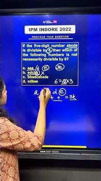 IPMAT 2026 Maths 🔥 Divisibility Rule of 6 | PYQ Explained | Score Boosting Trick #shorts