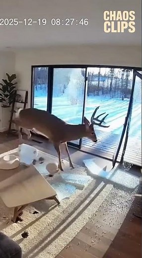 Deer Crashes Through Glass Door Into Living Room