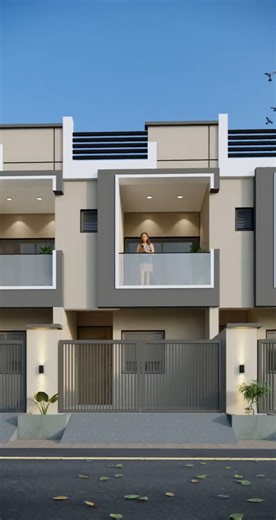 Modern G+1 Row House Elevation Design | Small Plot House Front Elevation