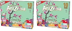 AriZona Iced Tea Fruit Snacks, Green Tea - 0.9 oz, 10 count Box (Pack of 2)