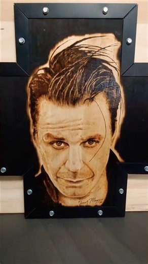Till Lindemann | woodburning pyrography portrait