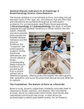 Skeletal Disease Indicators Archaeology Worksheet Classwork Homework  Sub Plans