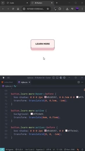 Button 3d #programación #htmlcss #animation #code #free #desarrolloweb #button #effect