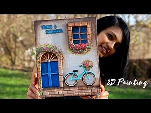 3d Mural/Italian blue door/3d painting tutorial/Clay mural/CreativeCat/art and craft/Cardboard craft