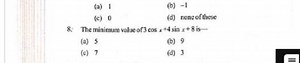 The minimum value of 3cosx   4sinx   8 is-... | Filo