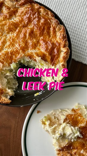 CHICKEN LEEK PIE 🥧🍗🌿 From my kitchen to yours, this creamy and comforting dish is an absolute classic! Packed with flavor and wrapped in golden puff pastry, it’s a recipe you’ll want to make again and again. INGREDIENTS • 2 cups Chicken stock • 500g Chicken breast fillets • 100g Butter • 1 Leek, thinly sliced • 2 Celery stalks, finely chopped • 2 Tbsp Plain flour • 1/2 cup Milk • 1 cup Cream • Fresh thyme leaves (plus extra to serve) • 2 sheets Puff pastry • 1 Egg yolk, beaten lightly HOW TO 