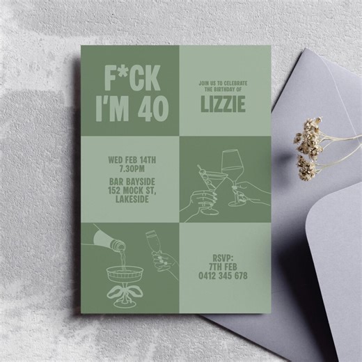 Funny 40th Birthday Invitation: Editable DIY Party Invite - Etsy