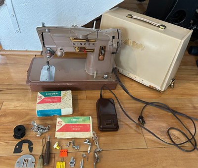 Vintage Singer 328K Style-O-Matic Sewing Machine w/ Accessories & Case ENGLAND | eBay