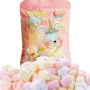 Easter Unicorn Bunny Poop Colorful Marshmallow Candy 12 Single Serve Packs in Bag, Unicorn Bunny Birthday Party Favor for Kids, Gluten Free
