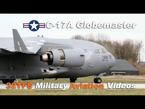 [4K] U.S. Air Force C-17 Engine Startup - STOL Takeoff Leeuwarden AB (EHLW)