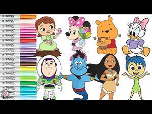 Baby Disney Pixar Coloring Book Compilation Princess Minnie Mouse Genie Buzz Lightyear Winnie