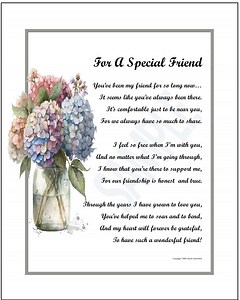 Poem Print Gift for A Special Friend, DIGITAL DOWNLOAD, Friend Birthday Gift, Friendship Poem Print, Sentimental Gift Present for Friend, - Etsy