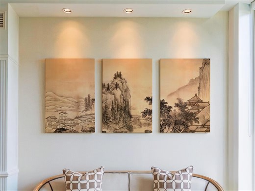 Set of 3 Vintage Sepia Wall Art, Japanese Landscape Triptych Prints, Aged Paper Look Decor, Traditional Ink Painting Gallery Set - Etsy