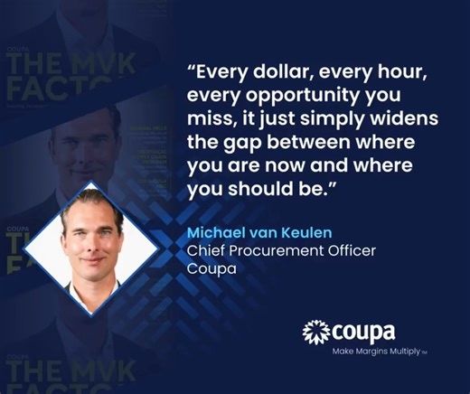 The MVK Factor. Our Chief Procurement Officer is on the cover of Procurement Magazine talking about how we make margins multiply for our customers through visibility, simplicity, and powerful data. Read: https://bit.ly/4cSoBzO | Coupa Software