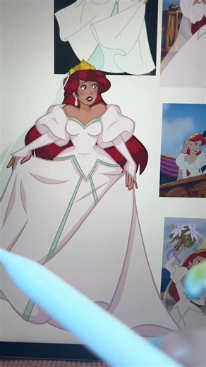 Part 4 of drawing Disney princesses in their wedding dresses #ariel #bride #wedding #disney #fyp
