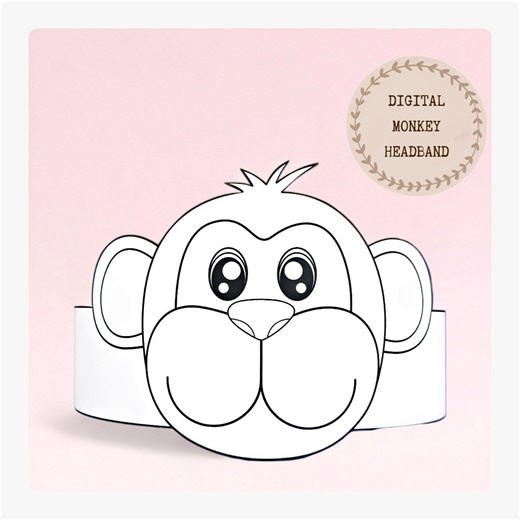 Monkey paper coloring crown, Animal paper hat for kids, instant download paper crown Animals, Digital party headband, printable party mask - Etsy Portugal