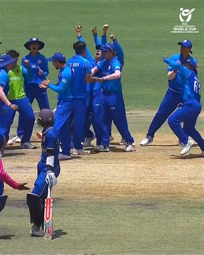 Afghanistan begin their defence with the crucial wicket of Viran Chamuditha 🔥 #U19WorldCup broadcast details 👉 https://www.icc-cricket.com/tournaments/u19-cricket-worldcup-2026/news/broadcast-details-for-icc-u19-men-s-cricket-world-cup | ICC - International Cricket Council