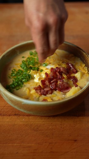 Creamy Baked Potato Soup Recipe with Cheddar