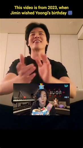 This video is from 2023, when Jimin wished Yoongi a happy birthday ❤️✨ #jimin #fypviralシ #suga #bts