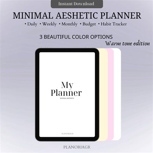 Minimal Aesthetic Planner Printable PDF | Daily Weekly Monthly Planner | Budget & Habit Tracker | White Pink Yellow Pastel Planner - Etsy