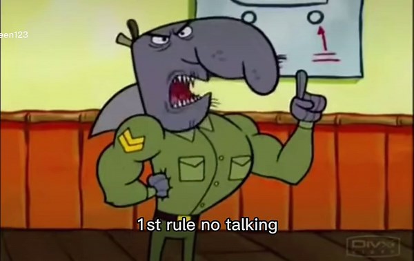 No eating or talking in his class or he will throw you out the door literally the episode on #spongebobsquarepants is in season 4 and the title is Ms, Puff You’re Fired