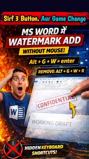 How to Add Watermark in MS Word Using Keyboard Only | #word#tips #watermark #msword #viral #shorts