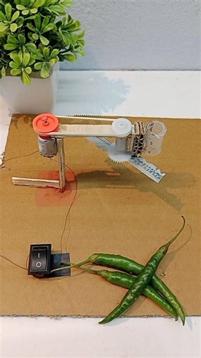 Mini Chilli Cutter Machine with Dcmotor/science project at dcmotor/#dcmotor#ytshorts#science#diy