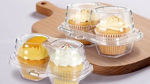 50 Pack Plastic Cupcake Containers with Lids, Disposable 2 Count Clear Cupcake Boxes Holders Carrier, Cake Storage Packaging to Go Muffin Containers for Dessert Donuts Wedding Birthday Party