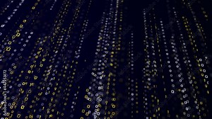 4K 3D abstract Binary code matrix loop background with digits moving on screen. Algorithm binary, data code, decryption and encoding. Source codes in cyberspace. science, digital technology.