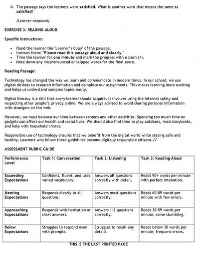Grade 6 English Reading End of Term 2 2026 Exam with Marking Scheme