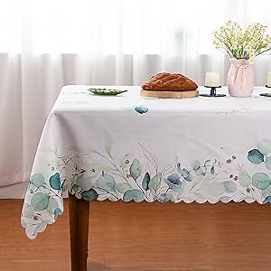 Spring Summer Tablecloth 60 x 84 Inches, Spring Summer Decorations for Home Flower Decor Seasonal Summer Table Cover Scallop Edge Table Cloth Table Decorations