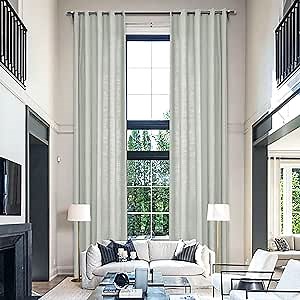 Fcosie Fog Linen Drapes 132 Inches Long Privacy Room Divider Draperies Room Darkening Grommet Panels Extra Long High Ceiling Curtains for Living Room Bedroom (50" W x 132" L, 2 Panels)