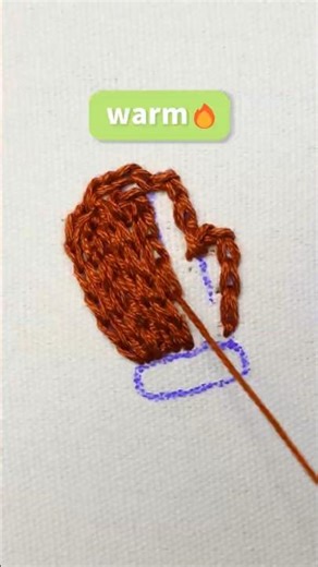 Chain stitch mitten embroidery design😍 #handembroidery #embroidery