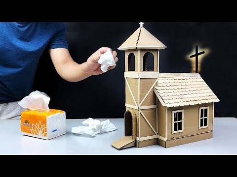 Just One 1$, DIY a simple cardboard church for Christmas