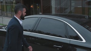 Beautiful Businesswoman Getting Out Of Car | Premium Stock Video Footage
