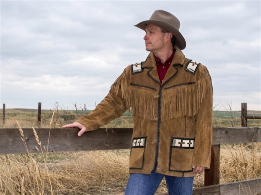 Men's Suede Leather Fringe Jacket | Native Style Beaded Cowboy Coat (XS-5XL) - Etsy