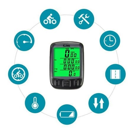 Computer, Multifunction Water LCD Display Bike Stopwatch Green Backlight Mountain Bike - Walmart.ca